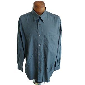 PRINCIPE DI FIRENZE Men's Blue Check Button Front Dress Shirt Size 17; 34-35